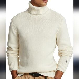 POLO RALPH LAUREN Men's Wool-cashmere Turtleneck Sweater In Andover Cream XXL